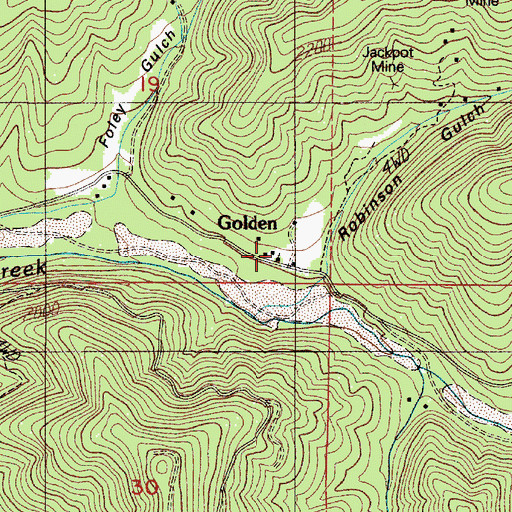 Topographic Map of Golden Post Office (historical), OR
