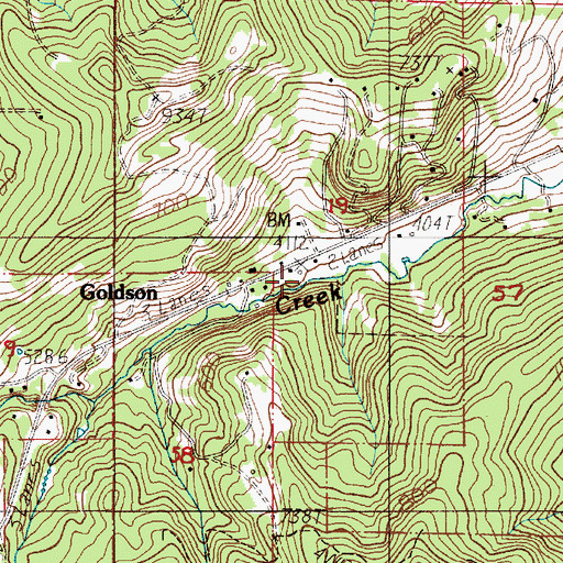 Topographic Map of Goldson Post Office (historical), OR