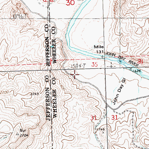 Topographic Map of Grade Post Office (historical), OR