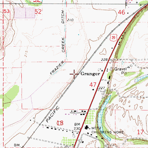 Topographic Map of Granger Post Office (historical), OR