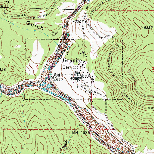 Topographic Map of Granite Post Office (historical), OR