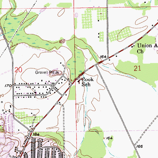 Topographic Map of Arthur Cook School, AL