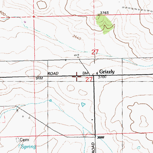 Topographic Map of Grizzly Post Office (historical), OR