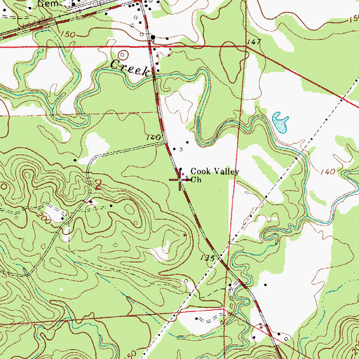Topographic Map of Cook Valley Church, AL