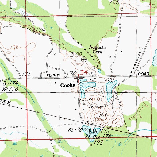 Topographic Map of Cooks, AL