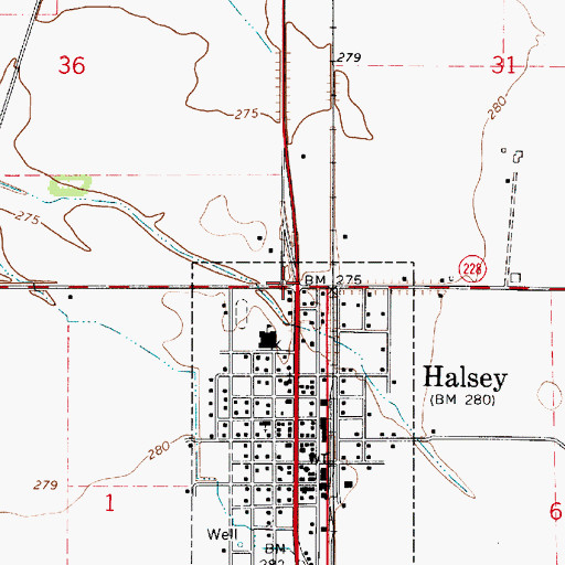 Topographic Map of Halsey Post Office, OR