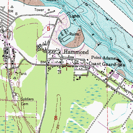Topographic Map of Hammond Post Office, OR