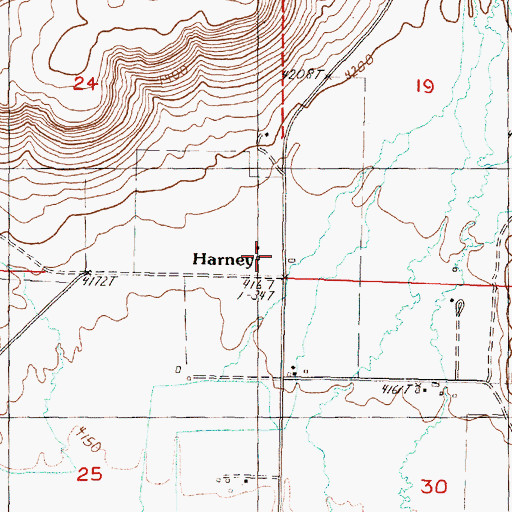 Topographic Map of Harney Post Office (historical), OR