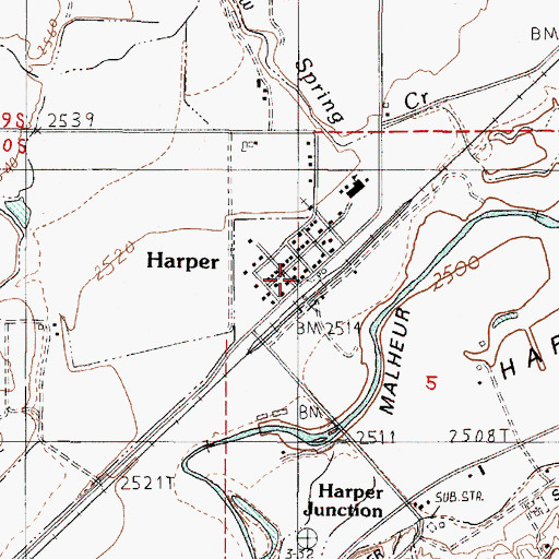 Topographic Map of Harper Post Office, OR