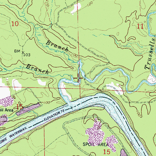 Topographic Map of Cooks Branch, AL