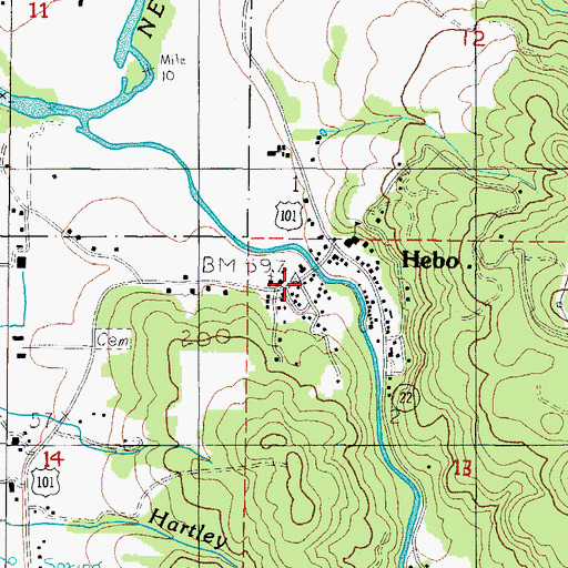 Topographic Map of Hebo Post Office, OR