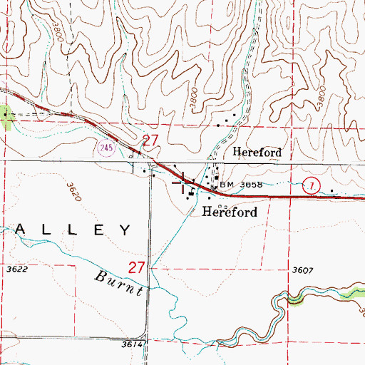 Topographic Map of Hereford Post Office, OR