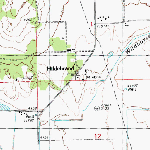 Topographic Map of Hildebrand Post Office (historical), OR