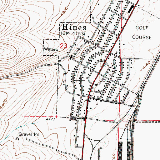 Topographic Map of Hines Post Office, OR