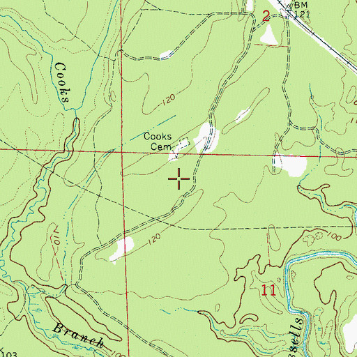 Topographic Map of Cooks Cemetery, AL