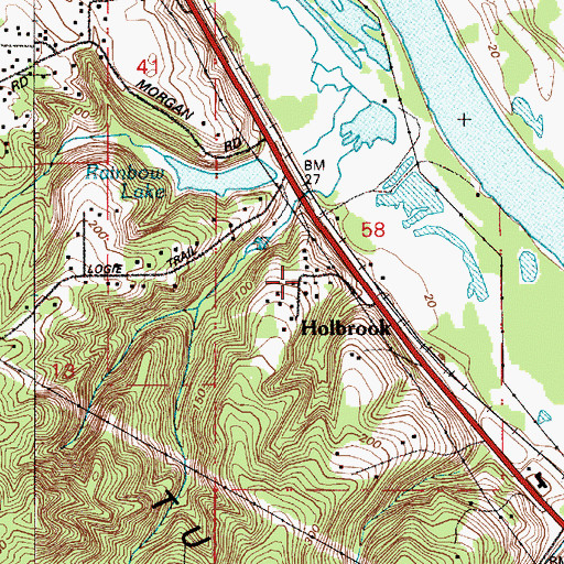 Topographic Map of Holbrook Post Office (historical), OR