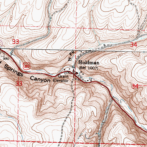 Topographic Map of Holdman Post Office (historical), OR