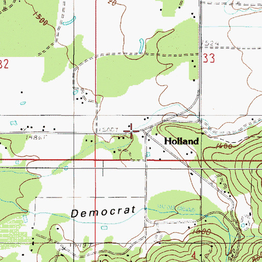 Topographic Map of Holland Post Office (historical), OR