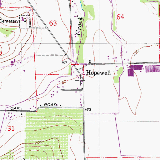 Topographic Map of Hopewell Post Office (historical), OR