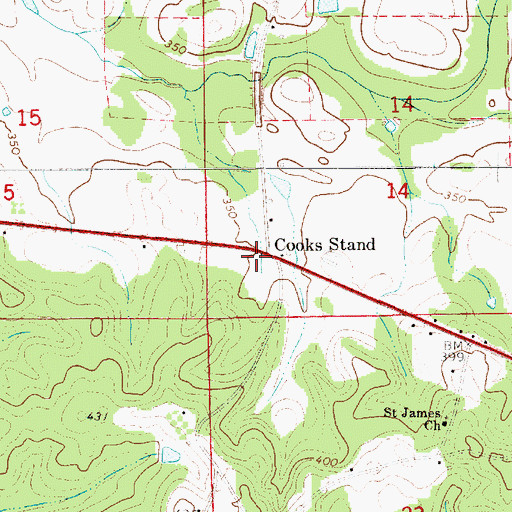 Topographic Map of Cooks Stand, AL