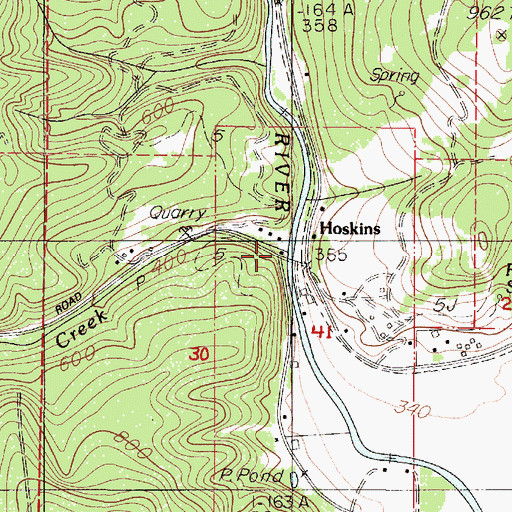Topographic Map of Hoskins Post Office (historical), OR