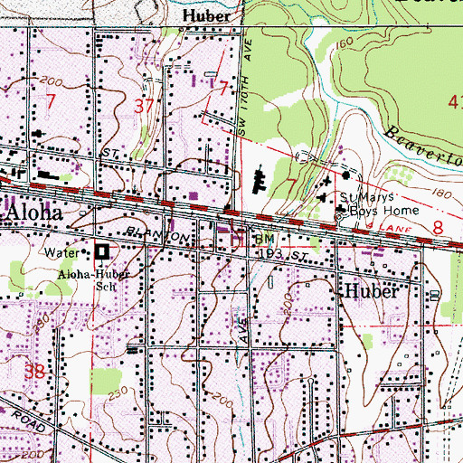 Topographic Map of Huber Post Office (historical), OR