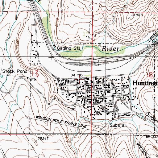 Topographic Map of Huntington Post Office, OR