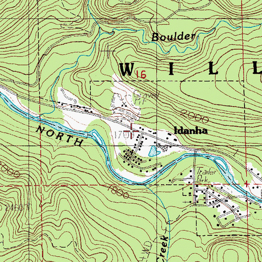 Topographic Map of Idanha Post Office, OR