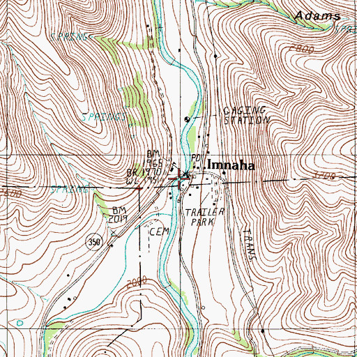 Topographic Map of Imnaha Post Office, OR