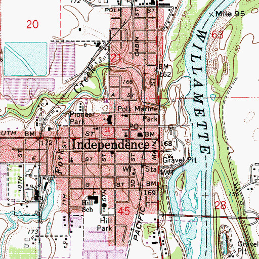 Topographic Map of Independence Post Office, OR