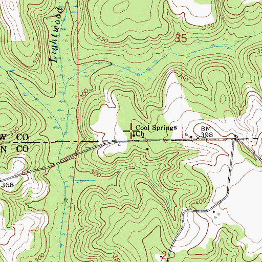 Topographic Map of Cool Springs Church, AL