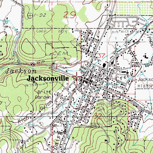 Topographic Map of Jacksonville Post Office, OR