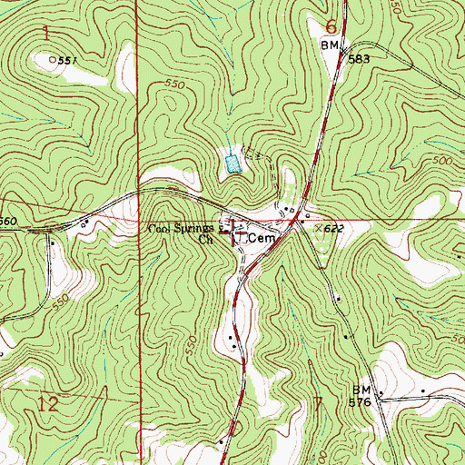 Topographic Map of Cool Springs Church, AL