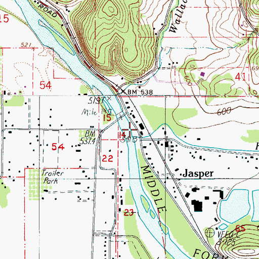 Topographic Map of Jasper Post Office, OR