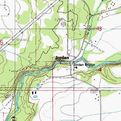 Topographic Map of Jordan Post Office (historical), OR