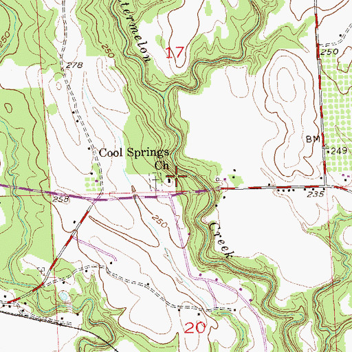 Topographic Map of Cool Springs Baptist Church, AL