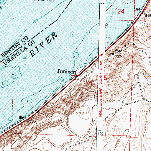 Topographic Map of Juniper Post Office (historical), OR