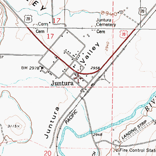 Topographic Map of Juntura Post Office, OR