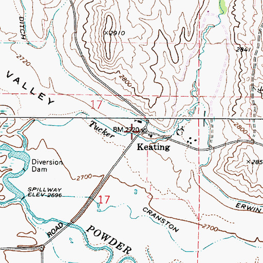 Topographic Map of Keating Post Office (historical), OR
