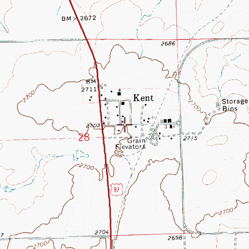 Topographic Map of Kent Post Office, OR