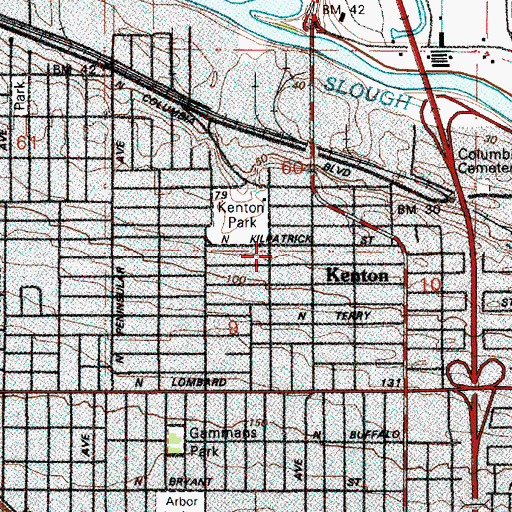 Topographic Map of Kenton Post Office, OR