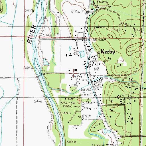 Topographic Map of Kerby Post Office, OR