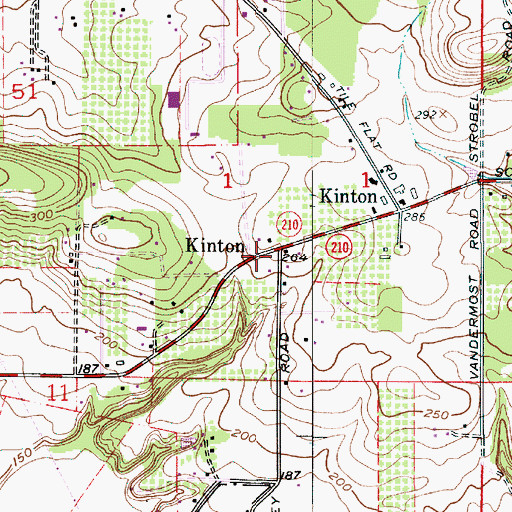 Topographic Map of Kinton Post Office (historical), OR