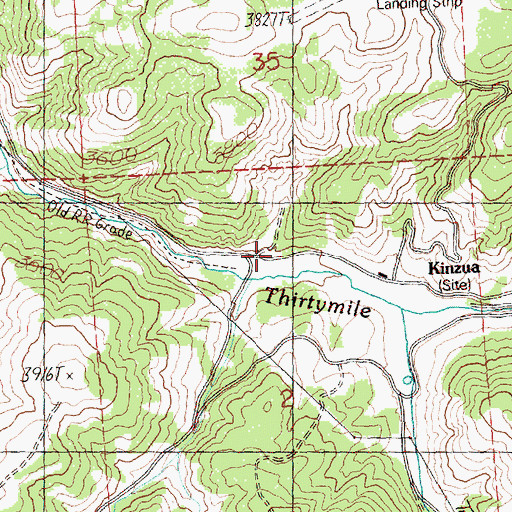 Topographic Map of Kinzua Post Office (historical), OR