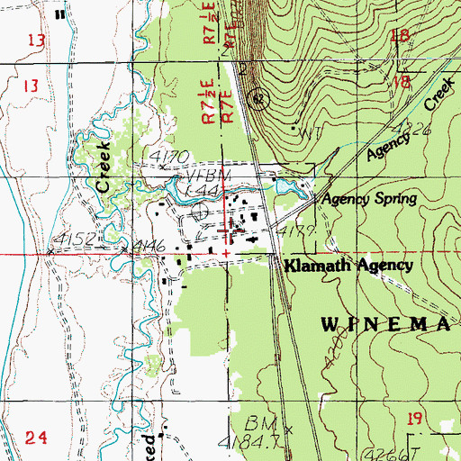 Topographic Map of Klamath Agency Post Office (historical), OR