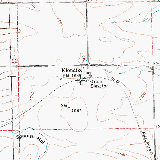 Topographic Map of Klondike Post Office (historical), OR