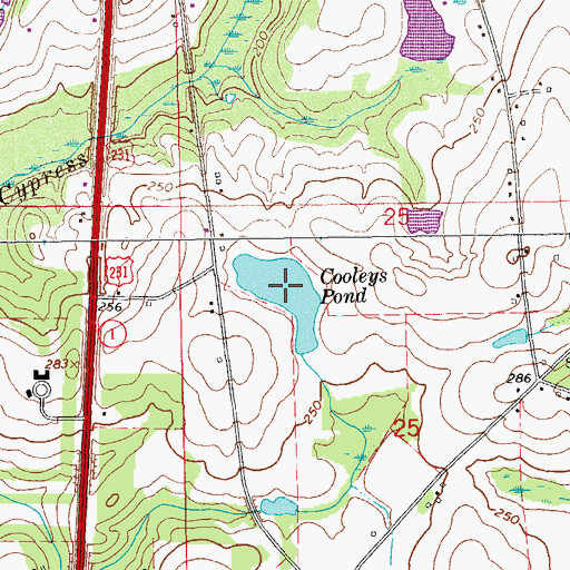 Topographic Map of Cooleys Pond, AL