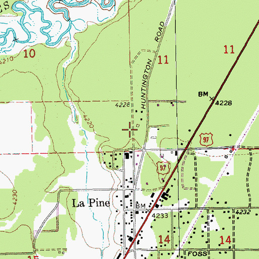 Topographic Map of La Pine Post Office, OR