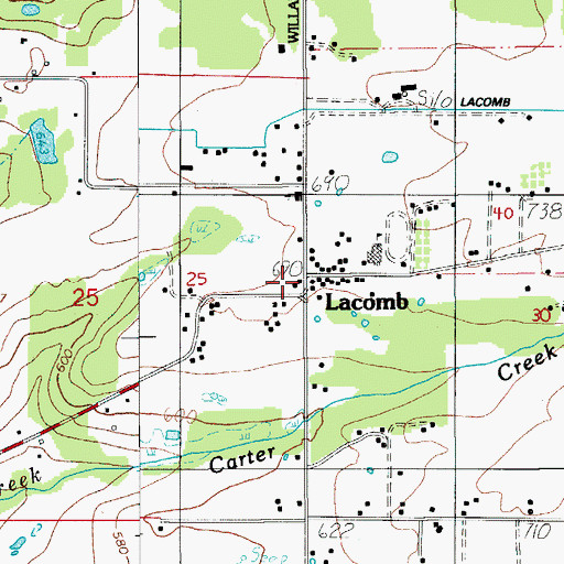 Topographic Map of Lacomb Post Office (historical), OR