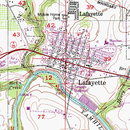 Topographic Map of Lafayette Post Office, OR